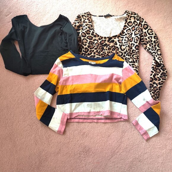 Tops - Bundle of 3 Women's Long Sleeve Crop Top Shirts, Size Small, New